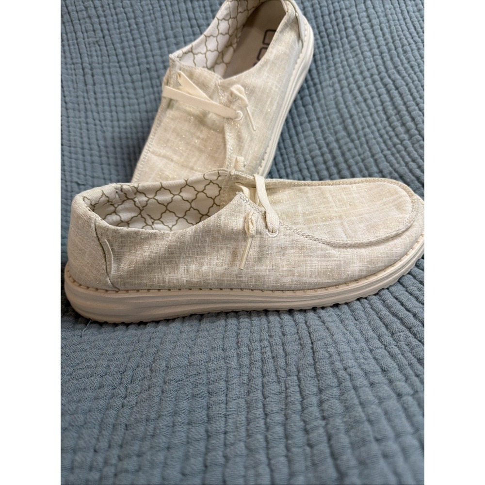 Hey Dude Women's Sz 8 Wendy Slip-On in Sparkling Gold Comfort Casual Shoes EUC